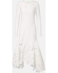 Oscar de la Renta - Lace-Trimmed Asymmetric Midi Dress - Lyst
