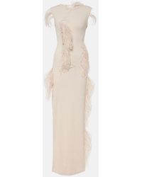 Acne Studios - Essica Feather-Trimmed Cotton-Blend Maxi Dress - Lyst