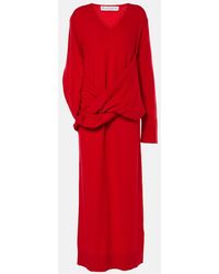 JW Anderson - Draped Asymmetric Wool-Blend Dress - Lyst