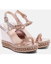 Christian Louboutin - Pyra Clou 100 Leather Espadrille Wedges - Lyst