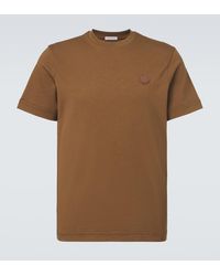 Moncler - Leather-Trimmed Cotton Jersey T-Shirt - Lyst