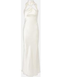 The Attico - Gathered Halterneck Satin Gown - Lyst