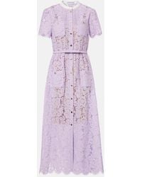 Self-Portrait - Belted Lace Midi Dress - Lyst