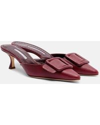 Manolo Blahnik - Maysale 50 Snake-Effect Leather Mules - Lyst