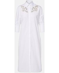 Erdem - Embroidered Cotton Poplin Shirt Dress - Lyst