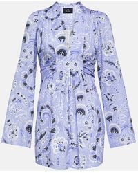 Etro - V-Neck Printed Cotton-Blend Minidress - Lyst