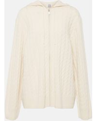 Totême - Cable-knit Wool And Cashmere Hoodie - Lyst