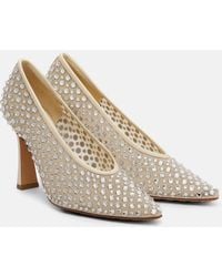 Bottega Veneta - Sofia 90 Crystal-Embellished Leather-Trimmed Pumps - Lyst