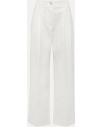 TOTEME - High-Rise Cotton Twill Wide-Leg Pants - Lyst