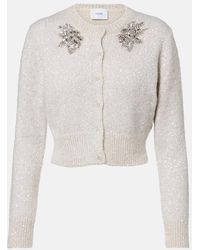 Erdem - Embellished Cropped Alpaca-Blend Cardigan - Lyst