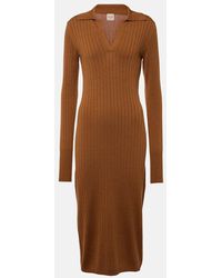 Tod's - Ribbed-Knit Silk And Cotton Midi Dress - Lyst