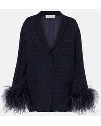 Valentino - Hemd Toile Iconographe Aus Seide Mit Federn - Lyst