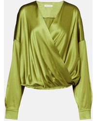 Dries Van Noten - Draped Silk-Blend Satin Blouse - Lyst