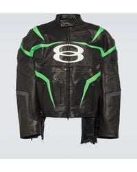 Balenciaga - Logo Leather Jacket - Lyst