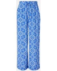 Heidi Klein - Mykonos Printed Silk Wide-Leg Pants - Lyst