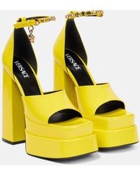 Versace - Medusa Aevitas Patent Leather Platform Sandals - Lyst