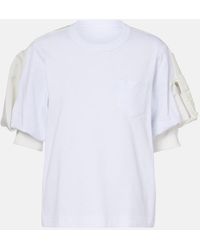 Sacai - Cotton Jersey And Twill T-Shirt - Lyst