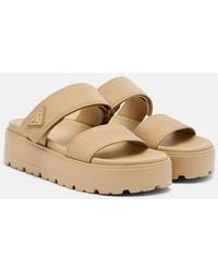 Prada - Leather Platform Sandals - Lyst
