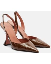 AMINA MUADDI - Holli Croc-Effect Leather Slingback Pumps - Lyst