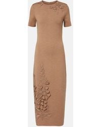 Oscar de la Renta - Foxgloves Wool-Blend Midi Dress - Lyst