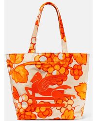 Etro - Pegaso Leather-trimmed Tote Bag - Lyst