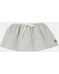 Miu Miu - Minifalda De Algodon Con Logo - Lyst