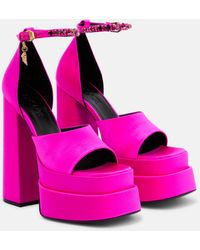 Versace - Medusa Aevitas Satin Platform Sandals - Lyst