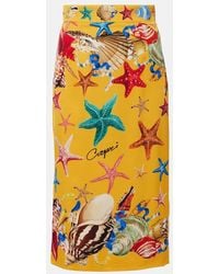 Dolce & Gabbana - Capri Printed Silk-Blend Midi Skirt - Lyst