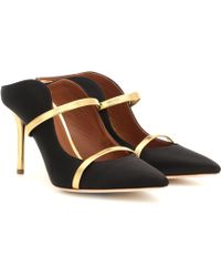 Malone Souliers Maureen Leather-trimmed Satin Mules - Black