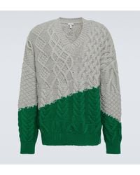 Loewe - Contrast-embellished Cable-knit Wool Jumper X - Lyst