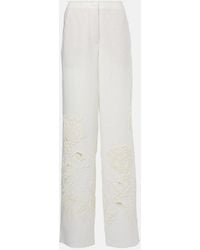 Dorothee Schumacher - Embroidered Beauty Linen Wide-Leg Pants - Lyst