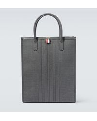 Thom Browne - 4-bar Leather-trimmed Canvas Tote Bag - Lyst