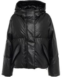 MM6 by Maison Martin Margiela Logo Faux Leather Padded Jacket - Black