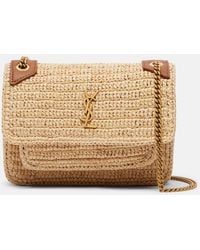 Saint Laurent - Niki Mini Raffia Crossbody Bag - Lyst