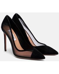 Aquazzura - Studio 105 Mesh-Trimmed Suede Pumps - Lyst