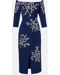 Carolina Herrera - Abito Midi Con Scollo Bardot Decorato - Lyst