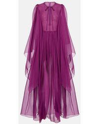 Dolce & Gabbana - Long Silk Chiffon Caftan With Drawstring - Lyst