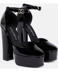 Dolce & Gabbana - Chaussures à talon bottier noires en cuir poli à plateforme - Lyst