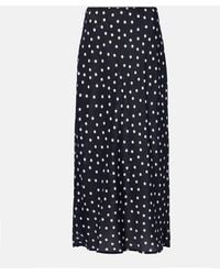 RIXO London - Ardith Polka-Dot Silk Midi Skirt - Lyst