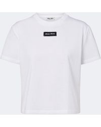 Miu Miu - Logo Cotton T-Shirt - Lyst