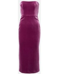 Alex Perry - Strapless Velvet Midi Dress - Lyst