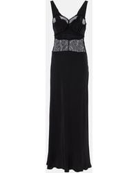 Victoria Beckham - Lace-Trimmed Silk Midi Dress - Lyst