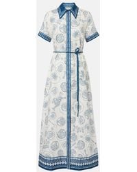 ALÉMAIS - Lucky Belted Printed Linen Shirt Dress - Lyst