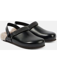 Brunello Cucinelli - Verzierte Slippers Aus Leder Mit Shearling - Lyst