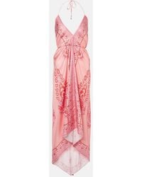 Etro - Paisley Asymmetric Silk Midi Dress - Lyst