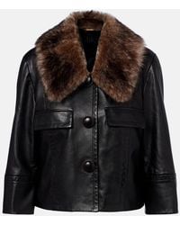 Chloé - Lederjacke Mit Shearling - Lyst