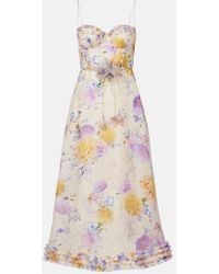 Zimmermann - Luna Ruffle Midi Dress - Lyst