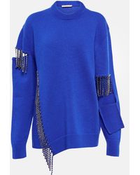 Christopher Kane Deconstructed Embellished Wool Sweater - Blue