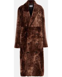 Loewe - Double-breasted Shearling Coat - Lyst