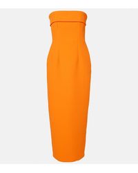 Emilia Wickstead - Keeley Strapless Crepe Midi Dress - Lyst